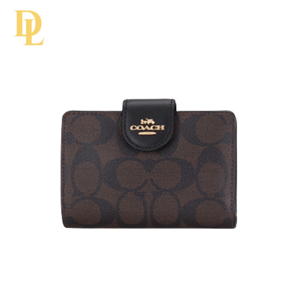 Coach Medium Corner Zip Wallet In Signature Canvas (C0082)