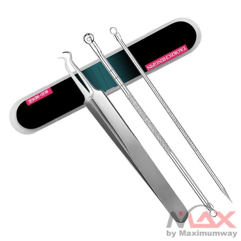 Biutte.co Alat pembersih Komedo, Jerawat, Blackhead 3 PCS - PT3 Warna Silver Value 3pcs Set Blackhead Remover Face Care Pimple Blackhead Remover Tool Spoon Facial Beauty Woman Skincare Makeup Tool Kit