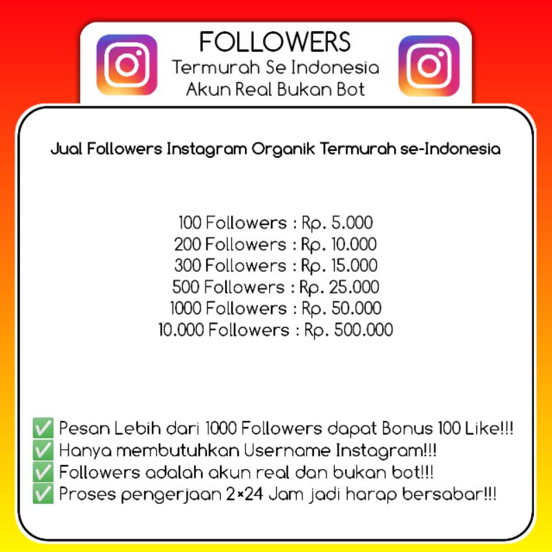 500 Followers Instagram Organik Indonesia Termurah