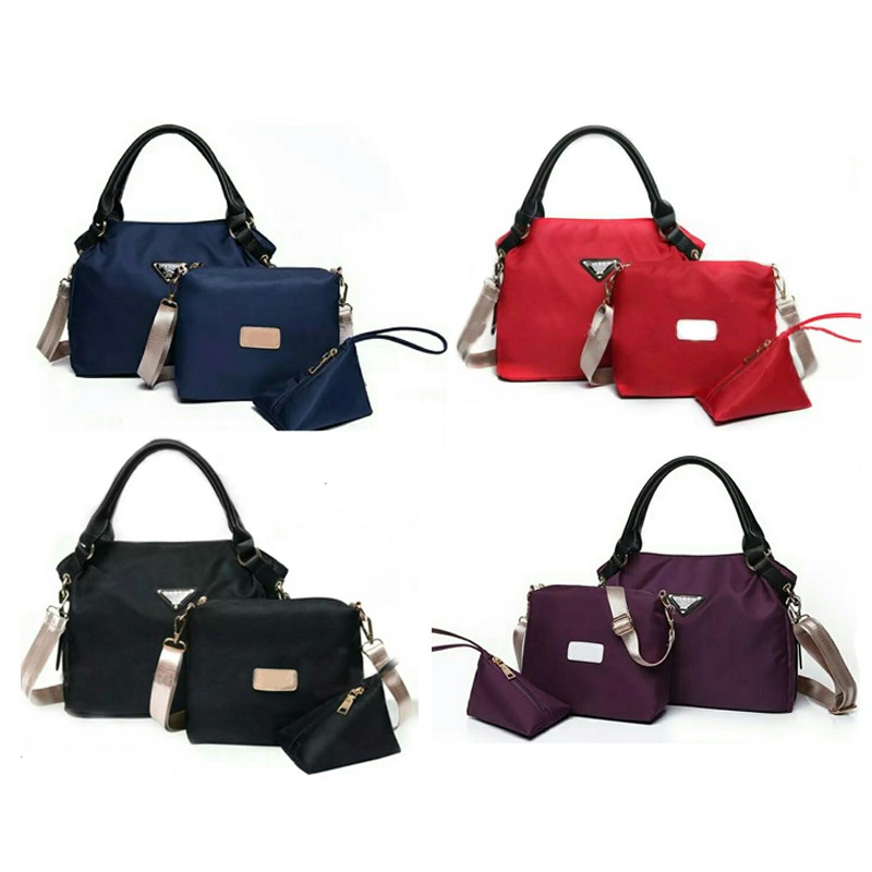 TAS FASHION SELEMPANG / SHOELDERBAG BESAR WANITA TOTEBAG ANPAY PRADA PAKET 3 IN 1