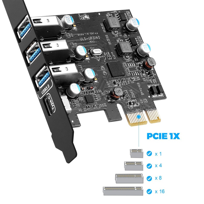 Btsg Pcie Ke Usb Expansion Card Pci-e Ke Tipe C (1) TypeA (3) Adapter Card Free Power