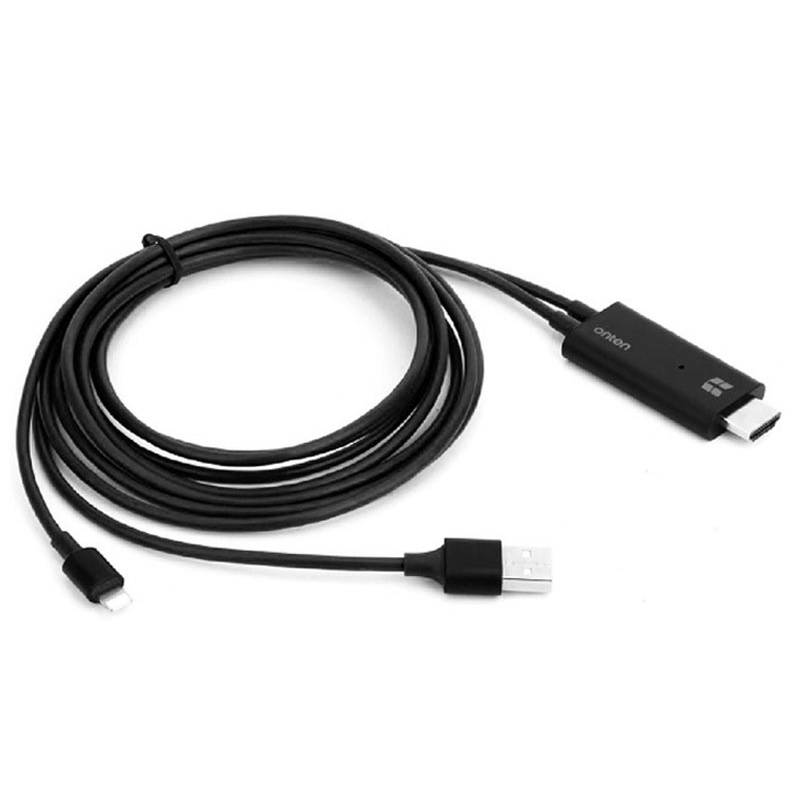 ONTEN OTN-7575S - Lightning to HDMI Cable - 2000mm Length - Converter Adapter dari Perangkat dengan port Lightning ke HDMI