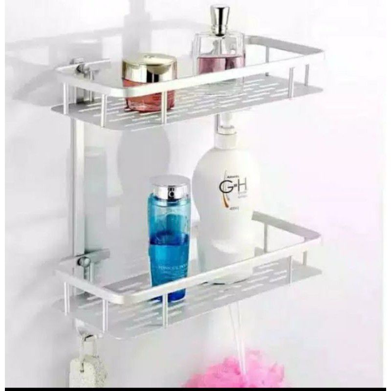 RAK KAMAR MANDI SERBAGUNA - RAK ALUMUNIUM 2 SUSUN  - RAK 2 SUSUN KAMAR MANDI PRAKTIS