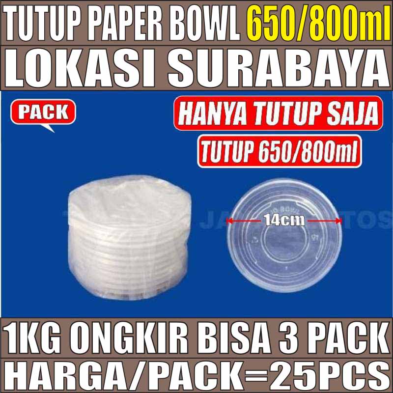 Tutup Paper Bowl 650ml n 800ml Per Pack 25pcs Hanya Lid Tutup Mangkok Kertas Surabaya