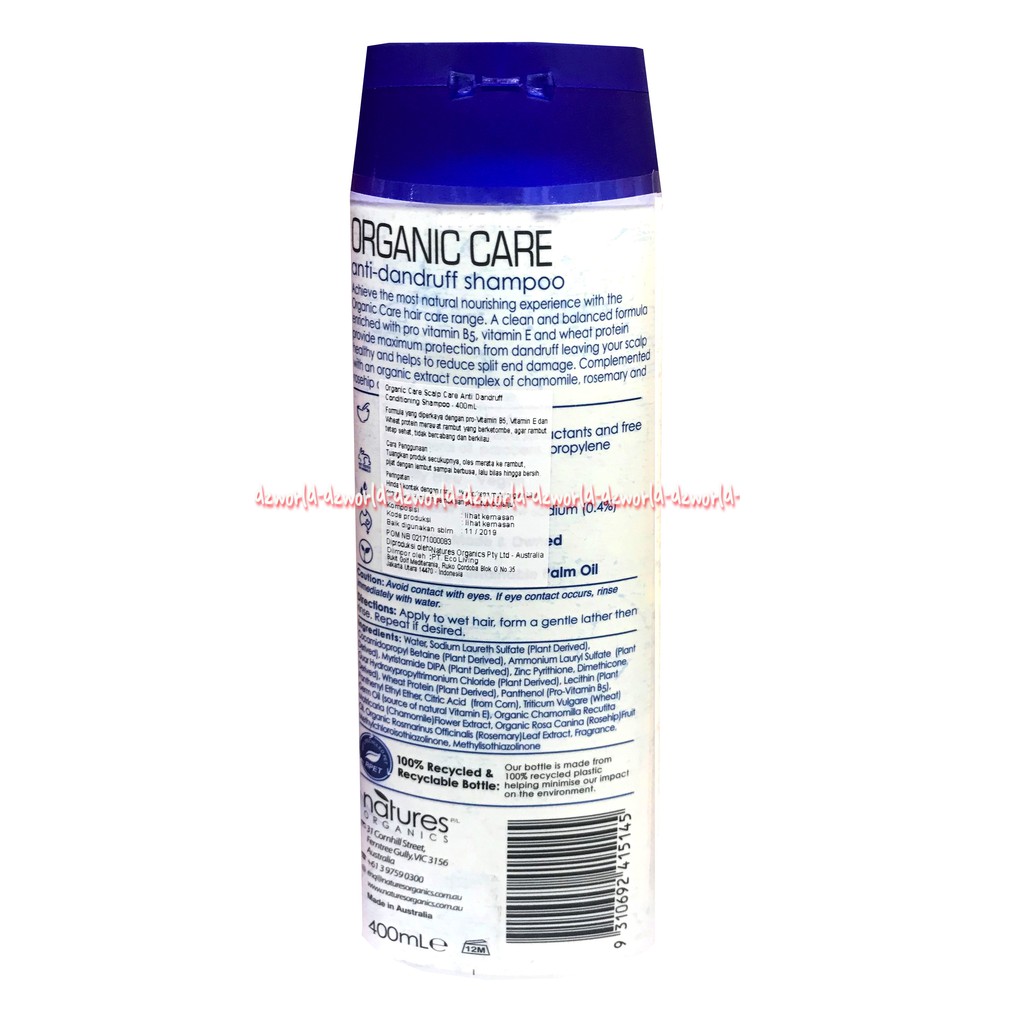 Organic Care Scalp Care Anti Dandruff Conditioner Shampoo 400ml