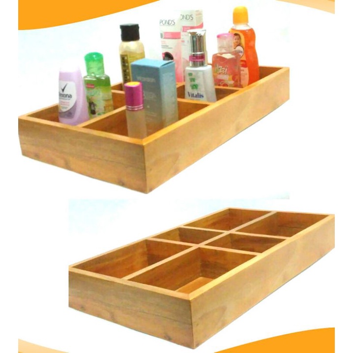 Wooden storage box kayu tempat penyimpanan kosmetik aksesoris dll A18