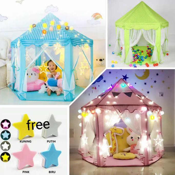 Tenda Bermain Anak / Rumah Istana Anak Free Lampu Led(Selama Stok Ada)