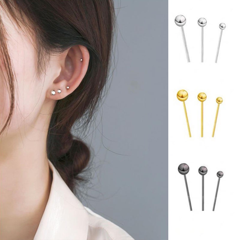 Anting Stud 925 Silver Bentuk Hati Ukuran 3 / 4 / 5mm Untuk Wanita