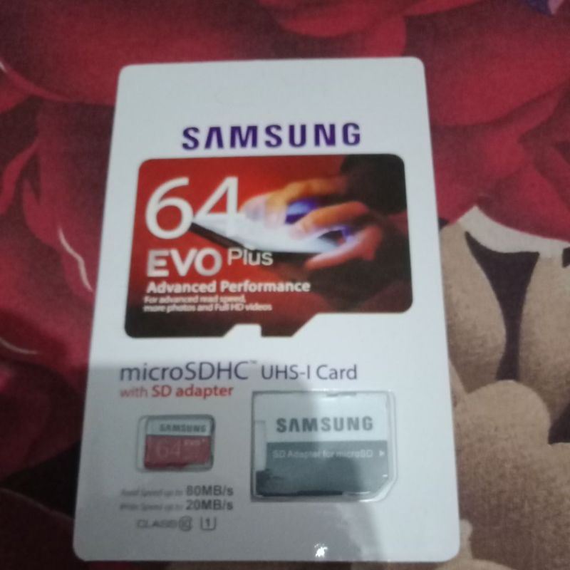 micro sd card samsung 64gb plus adaptor / kartu memory hp samsung 64 gb