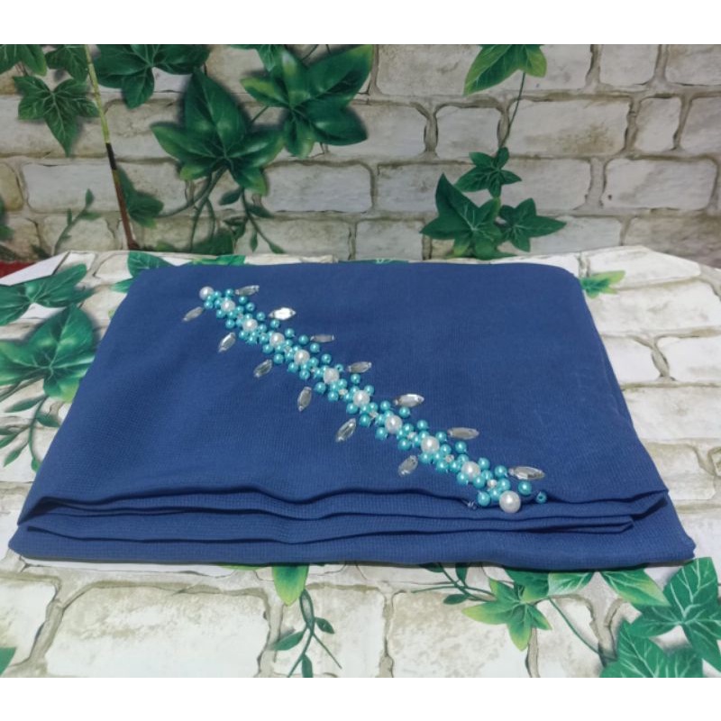 SEGIEMPAT PAYET BANDO BELLA/HIJAB BANDO MUTIARA/KERUDUNG PAYET BELLA SQUERE-Denim