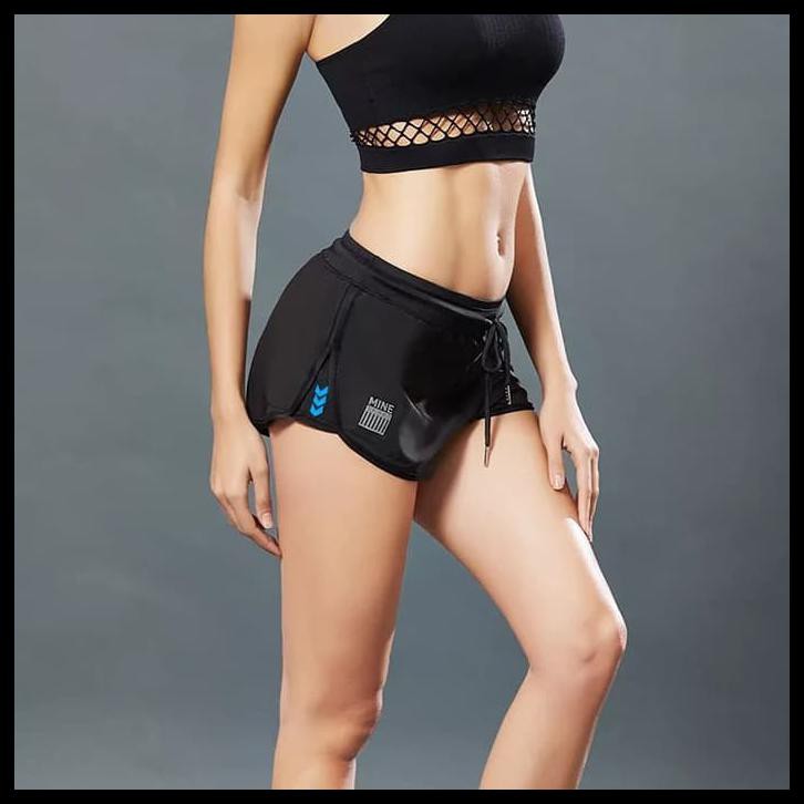 OAY4 HOTPANT SPORT CELANA 2IN1 OLAHRAGA SENAM SHORT PANT GYM FITNESS WANITA - MERAH MUDA, L DGU7