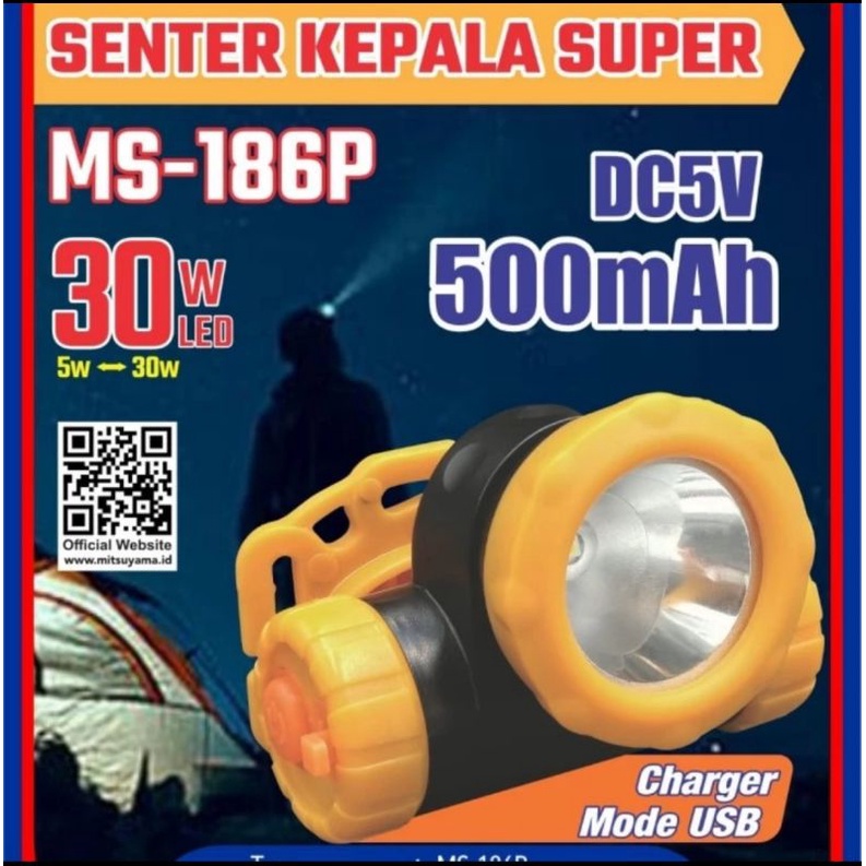 Senter kepala cas Mitsuyama Ms186P putih 30 watt