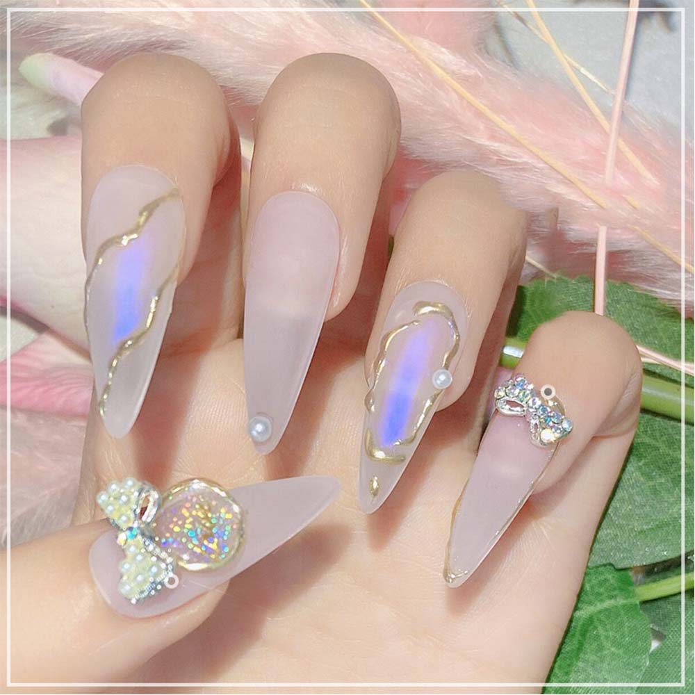CHARMS Mxbeauty 5pcs / Set Berlian Imitasi Bentuk Pita 3d Untuk Dekorasi Nail Art Diy