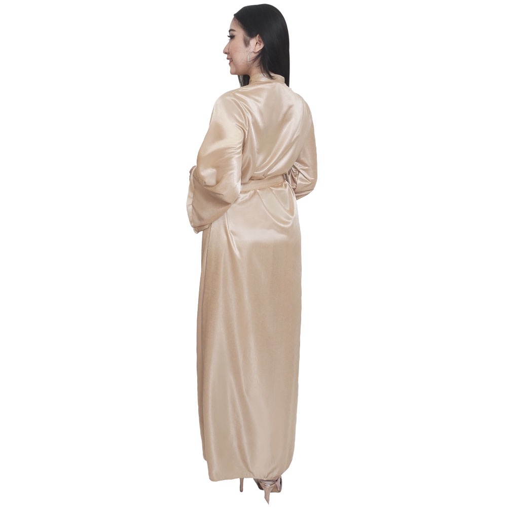 FOLVA kimono bridesmaid baju tidur sleeping robe satin 1508LGKIM gold