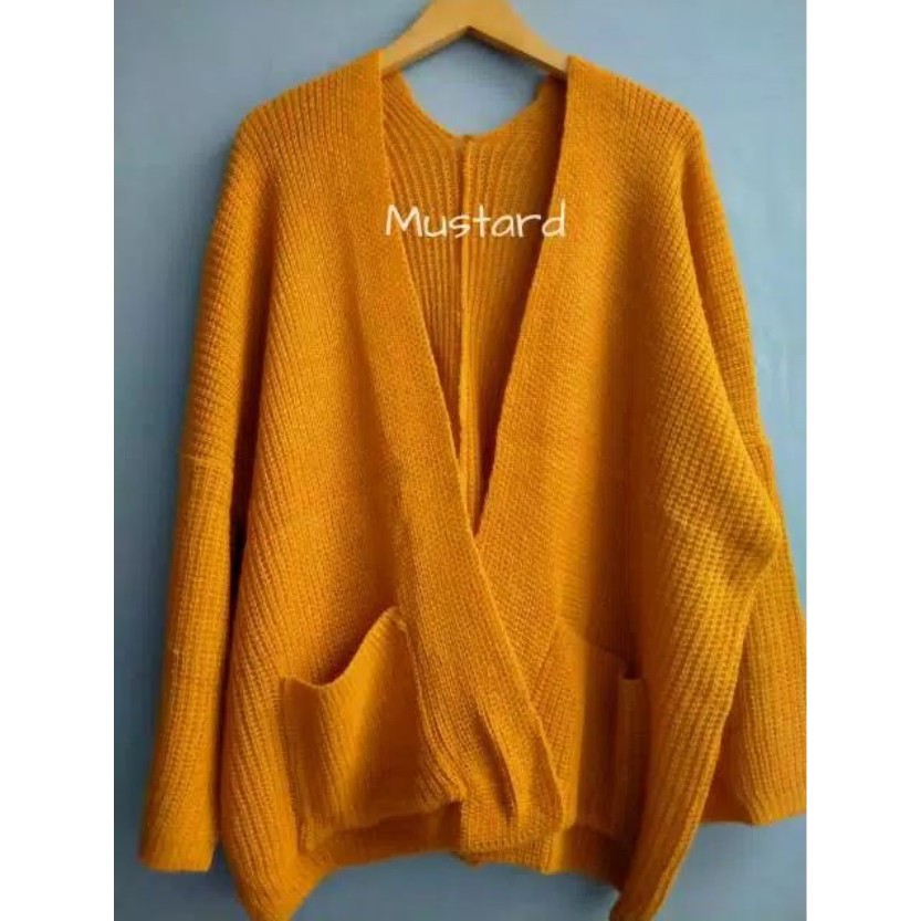 LAVELLA/LOOCY CARDY 7 GET  oversized - cardy wanita - kardigan wanita - kardigan bigsize-MUSTARD