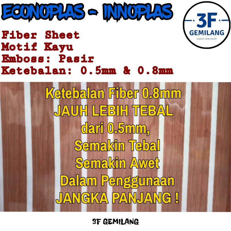 Fiber Plastik Penutup Pagar ECONOPLAS - INNOPLAS Motif Kayu METERAN