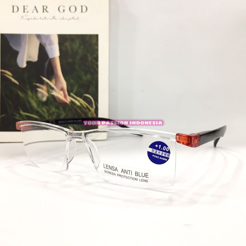 TC244 Kacamata Baca Antiradiasi Hp/Komputer +1.00 sd +3.00 Model Cowok Cewek Warna Random