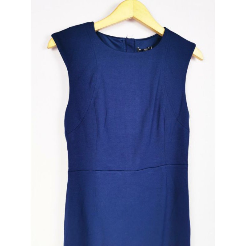 Express emperor blue capsleeve full zipper dress