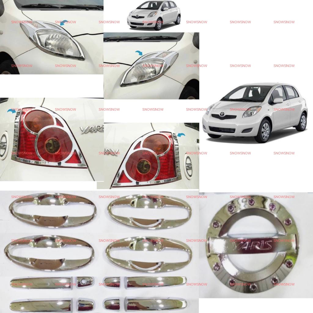 Paket Garnish Lampu Depan Belakang Outer Handle Tank Cover Yaris 2005 2008 2010 2013 Chrome