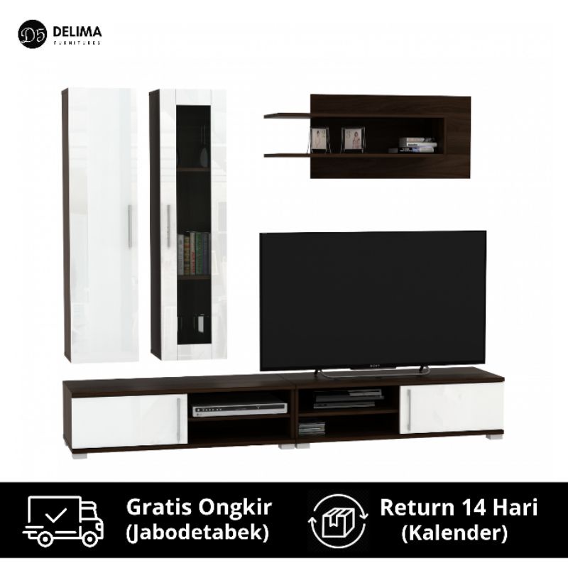 Kombinasi Rak Kabinet Meja TV / Set Rak Kabinet Dinding dan Meja TV