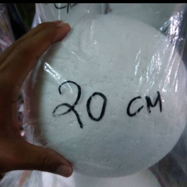 Gabus bulat bola styrofoam putih 20cm diameter 20 cm size besar dekor dekorasi natal tugas sekolah