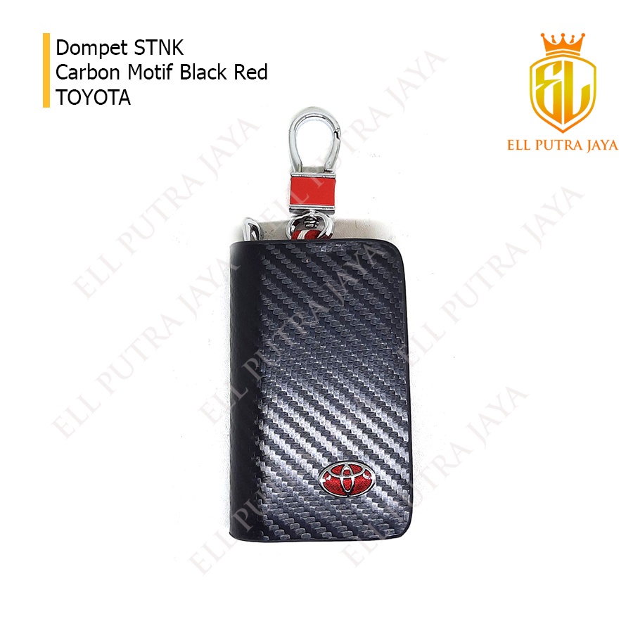 Dompet STNK Gantungan Kunci Motif Carbon Red Logo Toyota