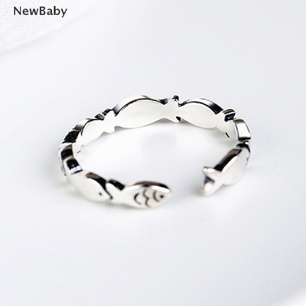Cincin Model Terbuka Desain Ikan Warna Silver Gaya Vintage Cantik Untuk Pertunangan