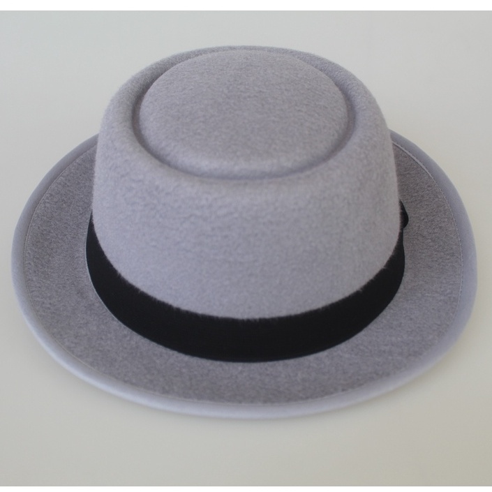 Topi Fedora Porkpie Pria dan Wanita Dewasa All Size Original Warna Abu Muda Fedora Hat Light Grey