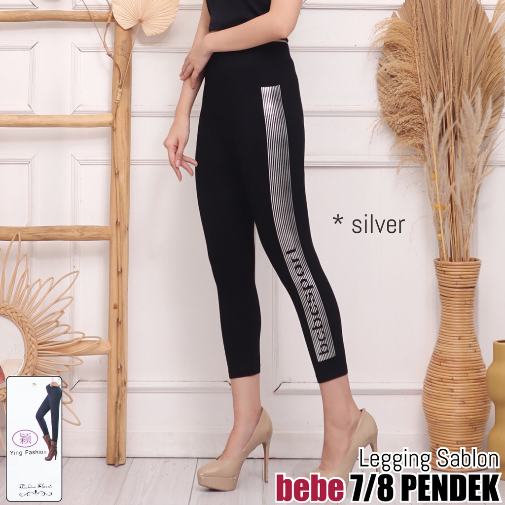 Legging ss BEBE 7/8 / legging sablon pendek / legging fashion import / ying fashion / legging pendek wanita