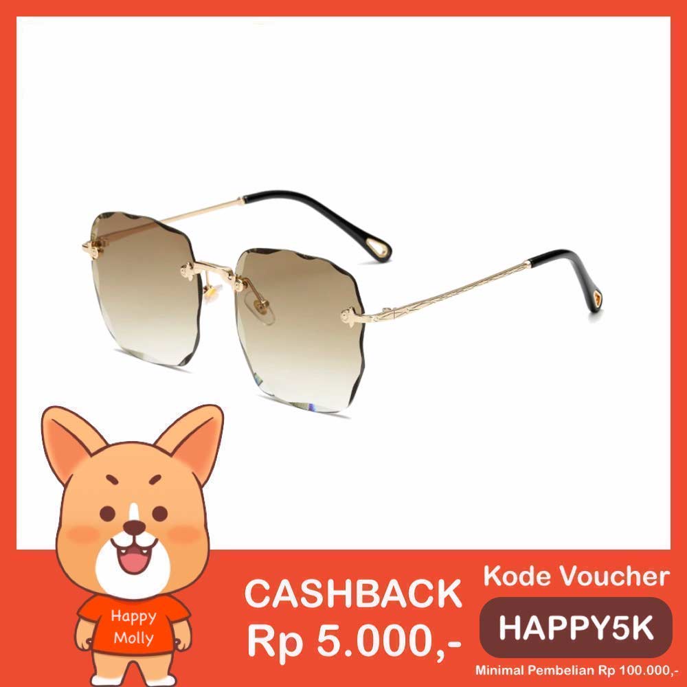 Kacamata UV400 [ Cokelat ] Anti Radiasi - Sunglasses Wanita Korea - HM8103