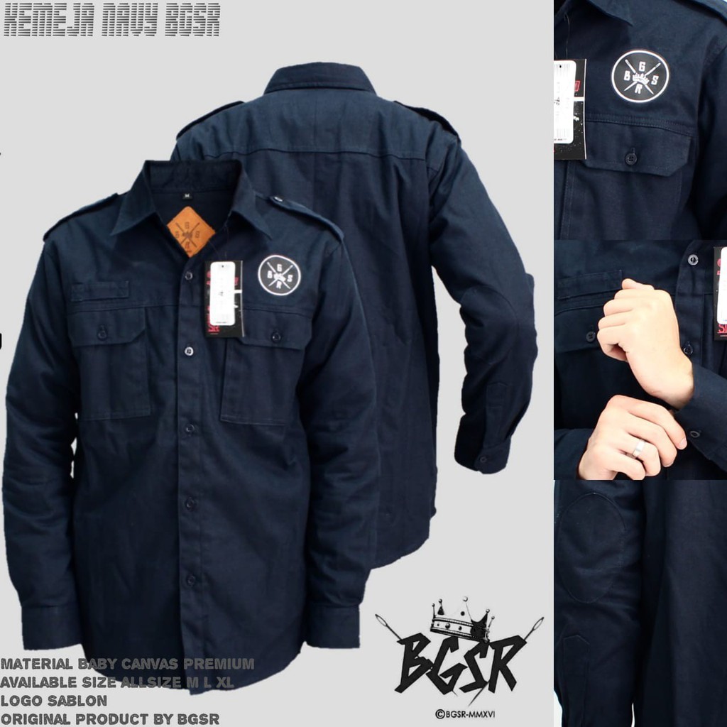 Kemeja Tactikal Kanvas BGSR Original - Biru Navy