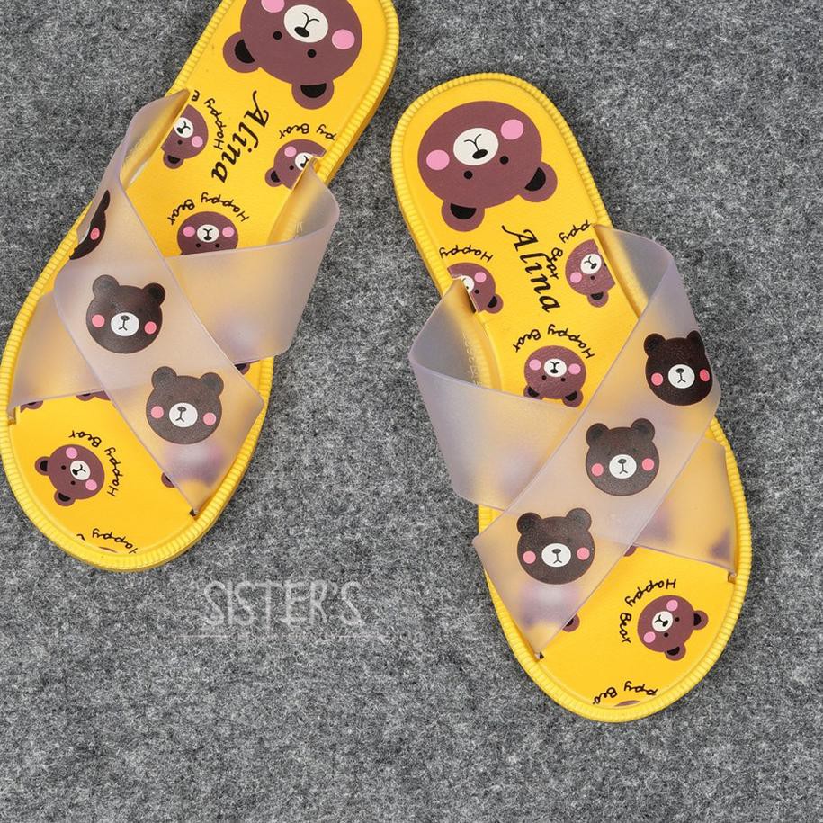 ✷ Sandal Slop Wanita SISTERS TEDDY BEAR / Sandal Import / Sandal Jelly ✬