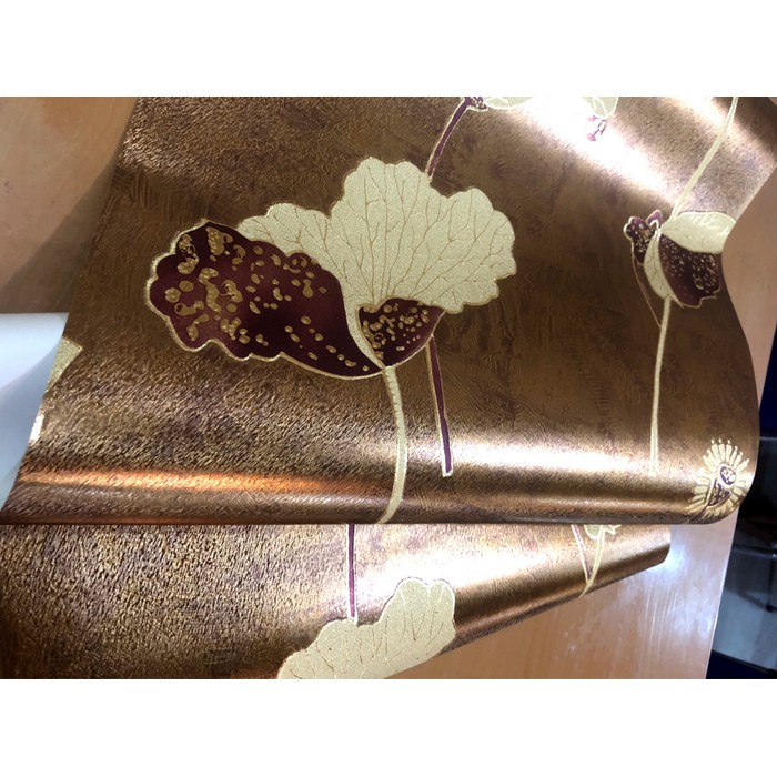 Lucu Wallpaper Dinding Murah Gold Bunga Teratai Lotus Bagus
