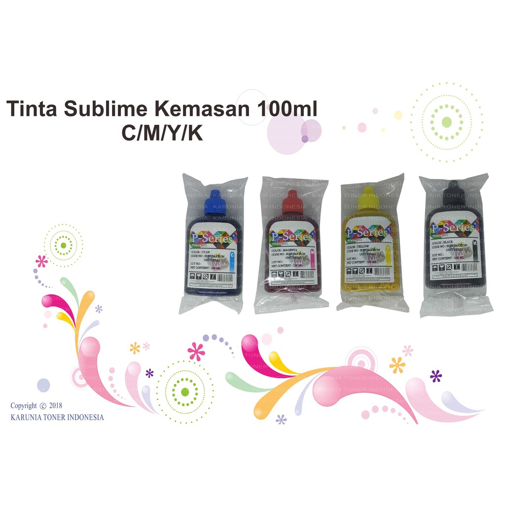 1 Set Tinta Sublime Kemasan 100ml Tersedia Warna Cyan,Magenta,Yellow &amp; Black