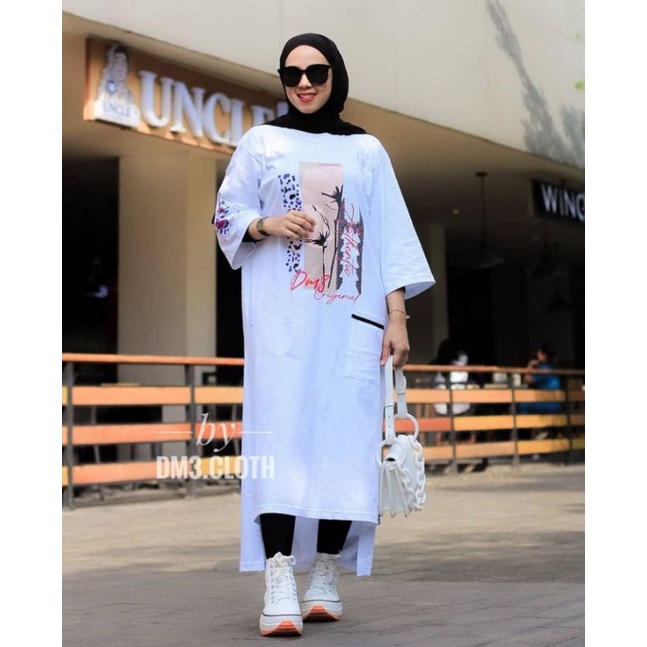 LONG TUNIK OVERSIZE WANITA MODEL DM3 KEKINIAN HITS COMBED ORI