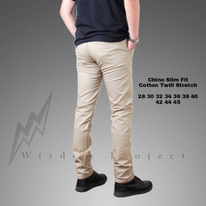 Wisdom Project Celana Chino Panjang Slimfit Cotton Stretch Original - Olive