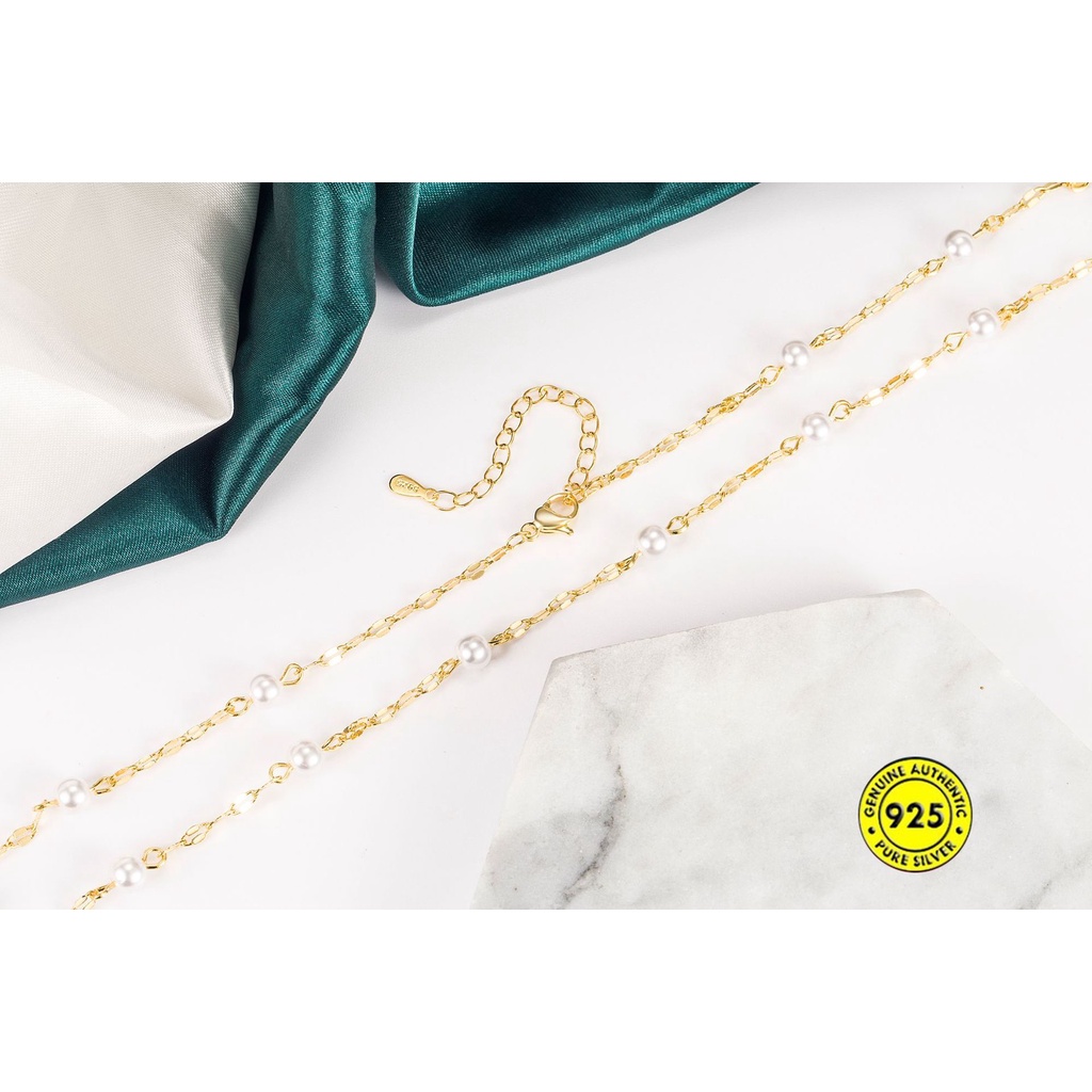 Kalung Mutiara Bahan S925 Silver Tahan Air Untuk Wanita