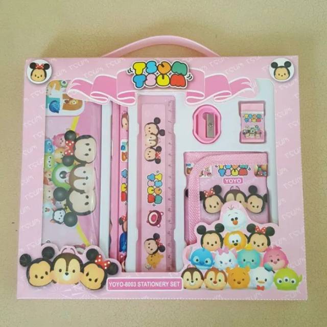 

Alat tulis 1 set lengkap pensil rautan penghapus penggaris tempat pensil tsum tsum