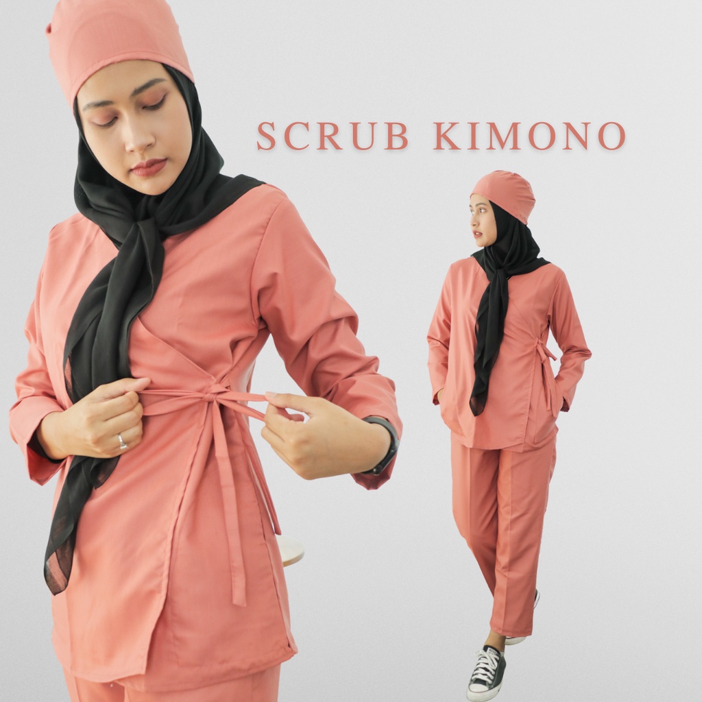 BAJU JAGA LENGAN PANJANG MODEL KIMONO/BAJU OK/BAJU SCRUB/SERAGAM PERAWAT