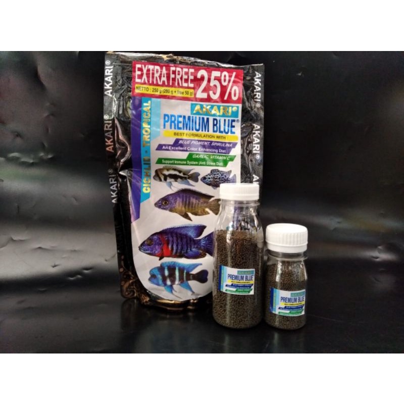akari premium blue botol 25 g dan 50 gram pelet channa pelet cichlid