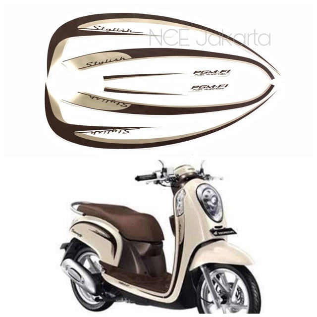 STIKER STRIPING SCOOPY STYLISH FI 2013 PUTIH CREAM