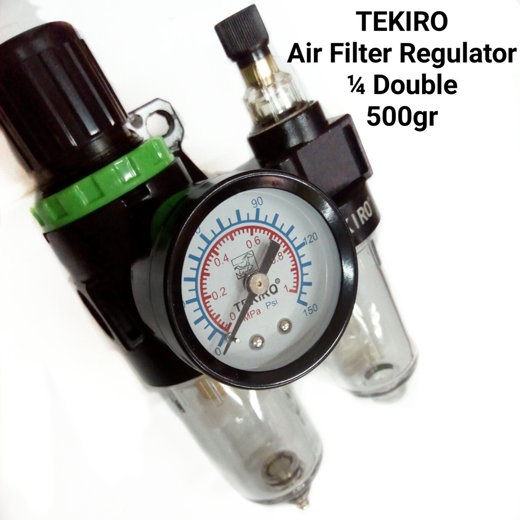 Jual TEKIRO 1/4 Inch Double Air Filter Regulator Kompresor Penyaring