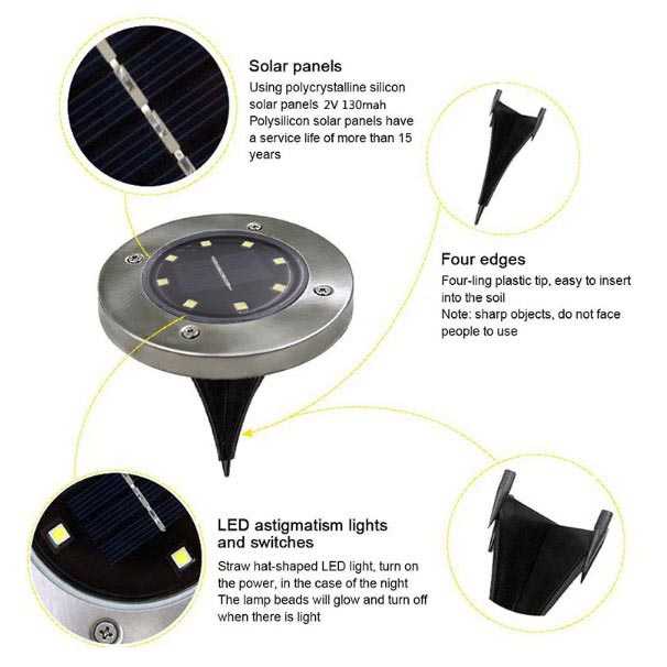 COD Lampu Taman Tenaga Surya Lampu Outdoor Solar Cell Tenaga Matahari Tancap Dekorasi Taman 8 LED Waterproof D02