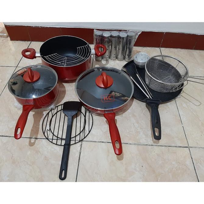 Panci Set Teflon Hc 17Pc / Cookware Set Sarah78801