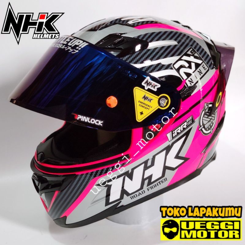 Helm Nhk rx9 fullface flat visor iradium solid Redbull-Racer pink