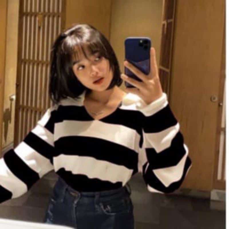 Fuji Crop Top Rajut/Blouse Rajut Fuji/Blouse Blaster/rajut blaster/Baju Fuji/atasan rajut belang/Swe