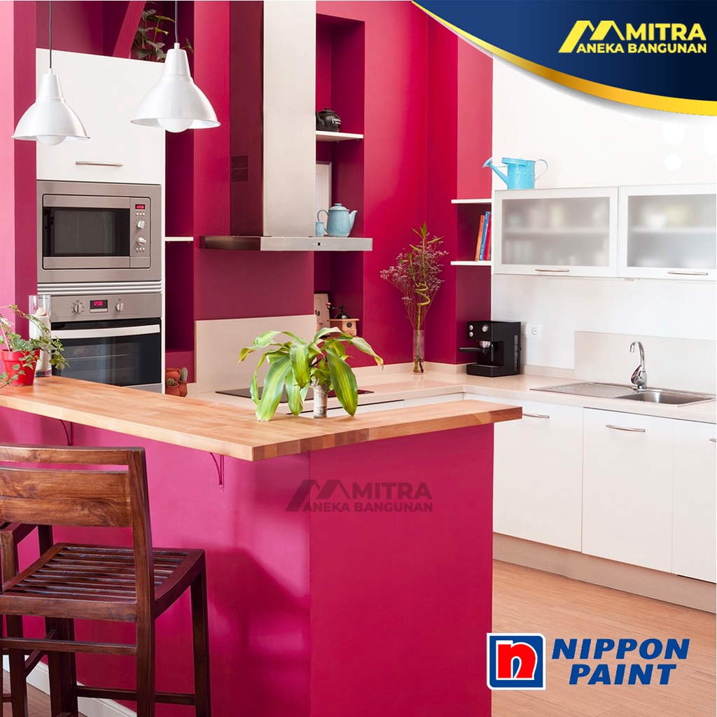 CAT TEMBOK EKSTERIOR INTERIOR NIPPON PAINT PINK FLOSS NP AC 2080 A / VINILEX ELASTEX SPOTLESS / PINK