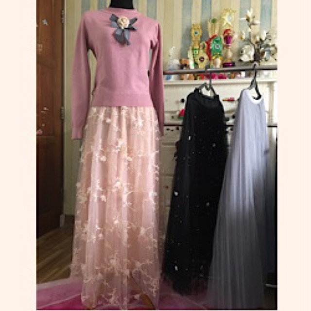  Rok  tutu  tule bangkok bunga  3D Shopee Indonesia