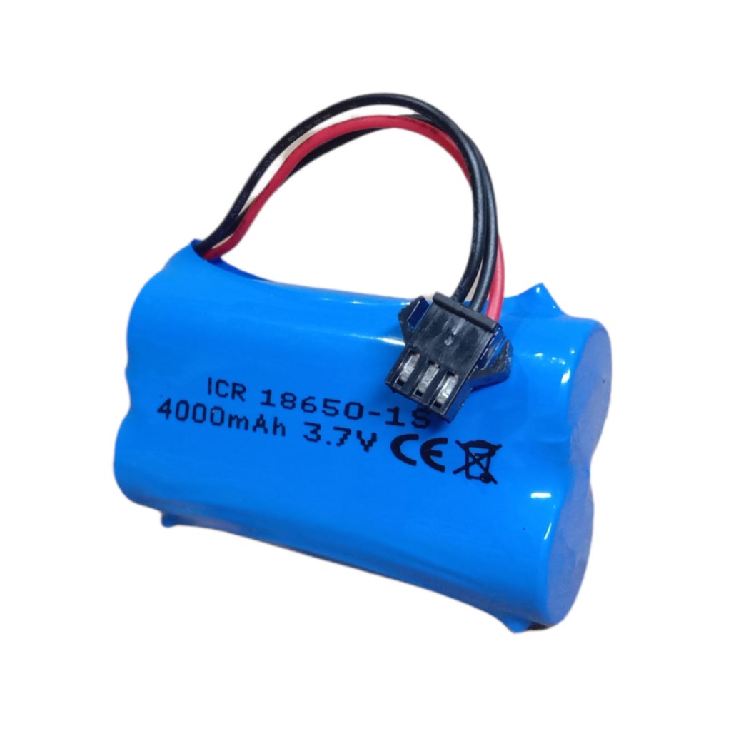 Baterai RC/ Speaker Aktif &amp; Elektronik Lainnya 2X 18650-1S 4000mAh 3.7V Protektor BMS 6A Soket Hitam 3 pin