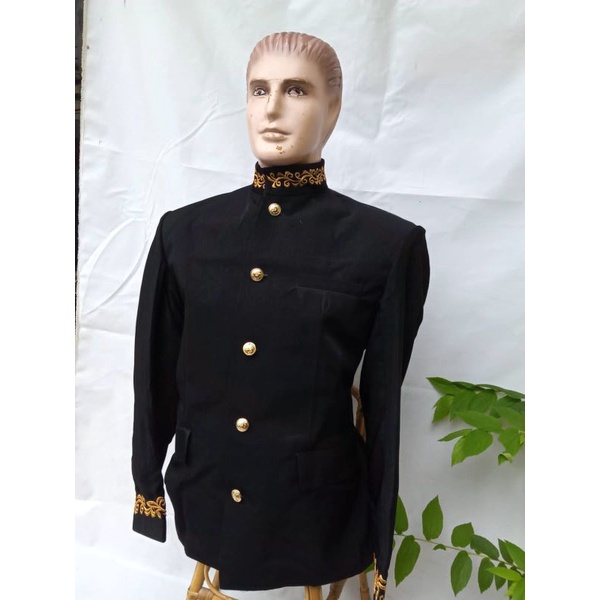Baju Atasan Beskap Sunda Bordir Emas Warna Hitam Kostum Pria Keren